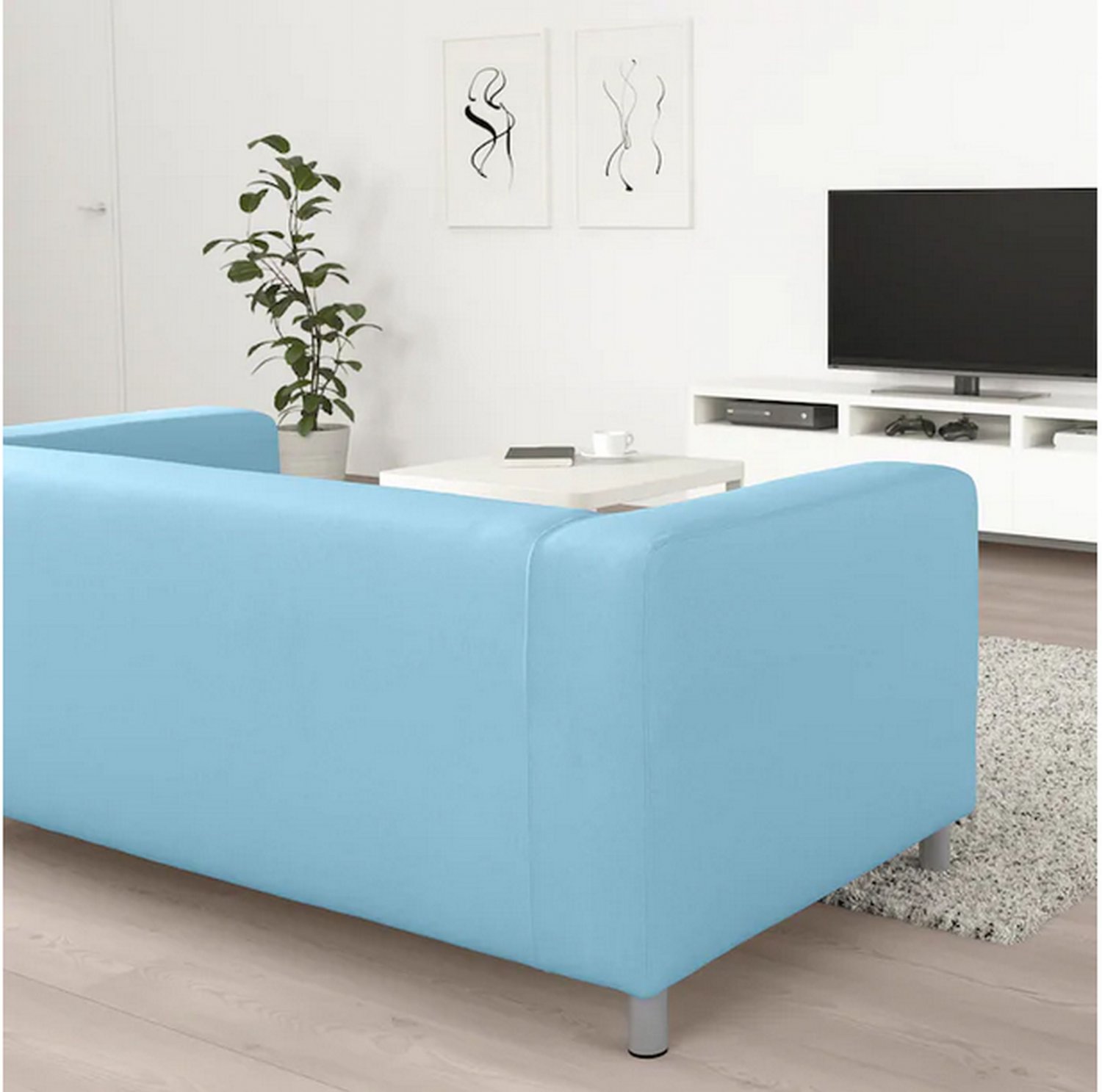 IKEA Klippan Loveseat Sofa SLIPCOVER Cover VISSLE LIGHT BLUE