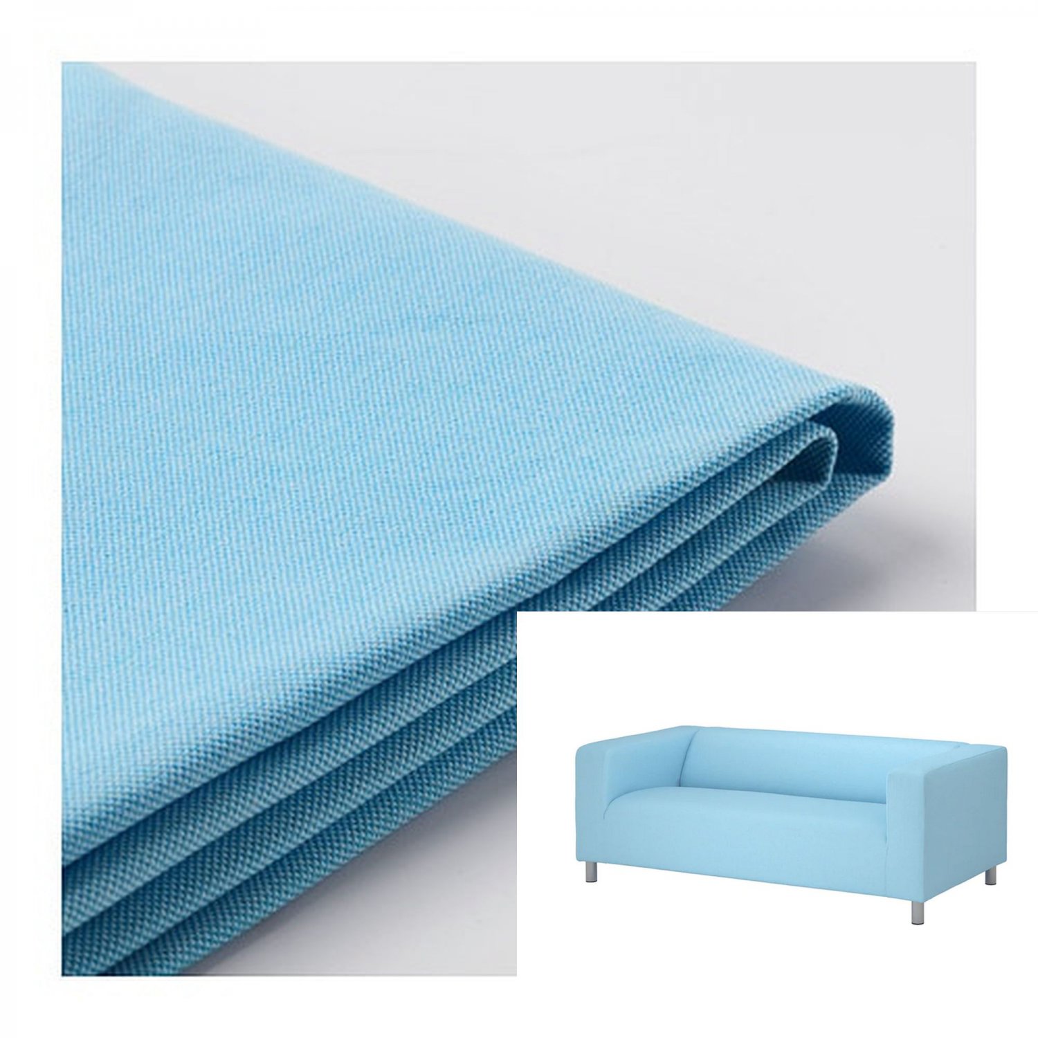 IKEA Klippan Loveseat Sofa SLIPCOVER Cover VISSLE LIGHT BLUE