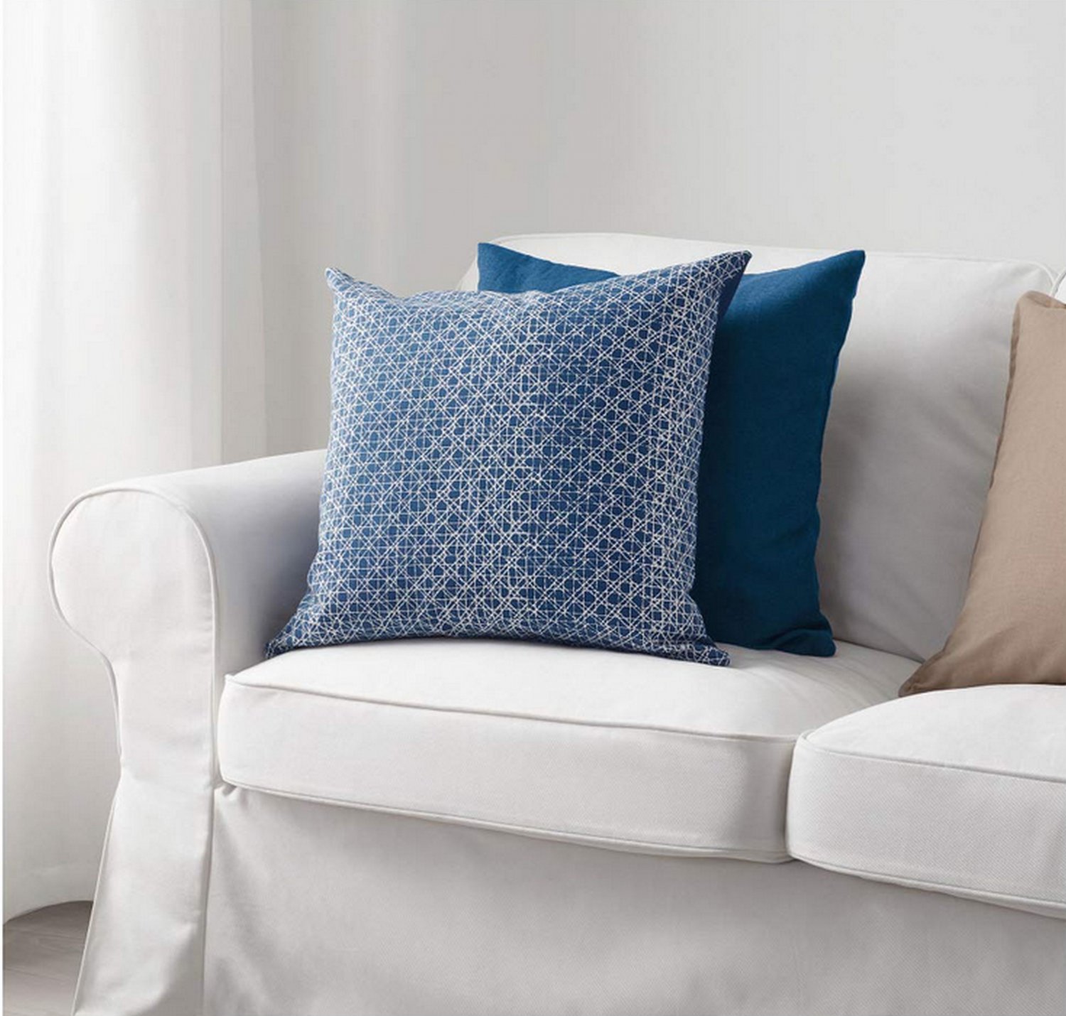 IKEA Daggruta Pillow COVER Sham Cushion Cvr BLUE Modern Geometric