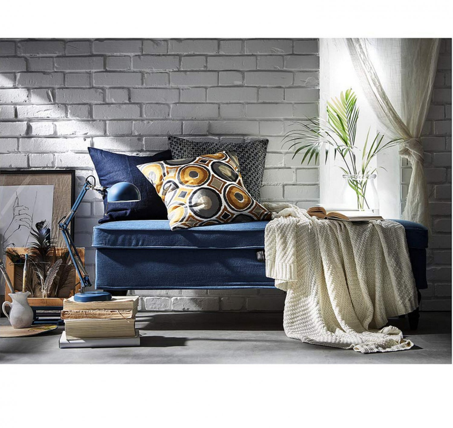 IKEA Daggruta Pillow COVER Sham Cushion Cvr BLUE Modern Geometric