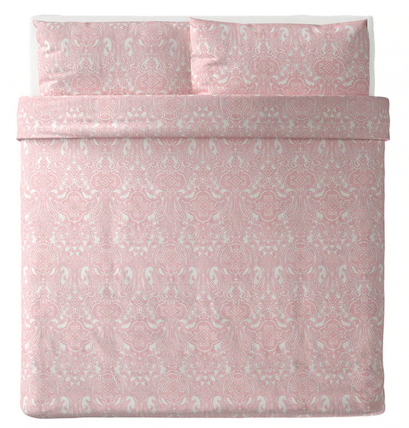 IKEA Jattevallmo KING Duvet COVER and Pillowcases Set PINK White Paisley JÄTTEVALLMO New