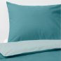 IKEA Dvala QUEEN Full Duvet COVER Pillowcases Set BLUE Reversible Cotton Double