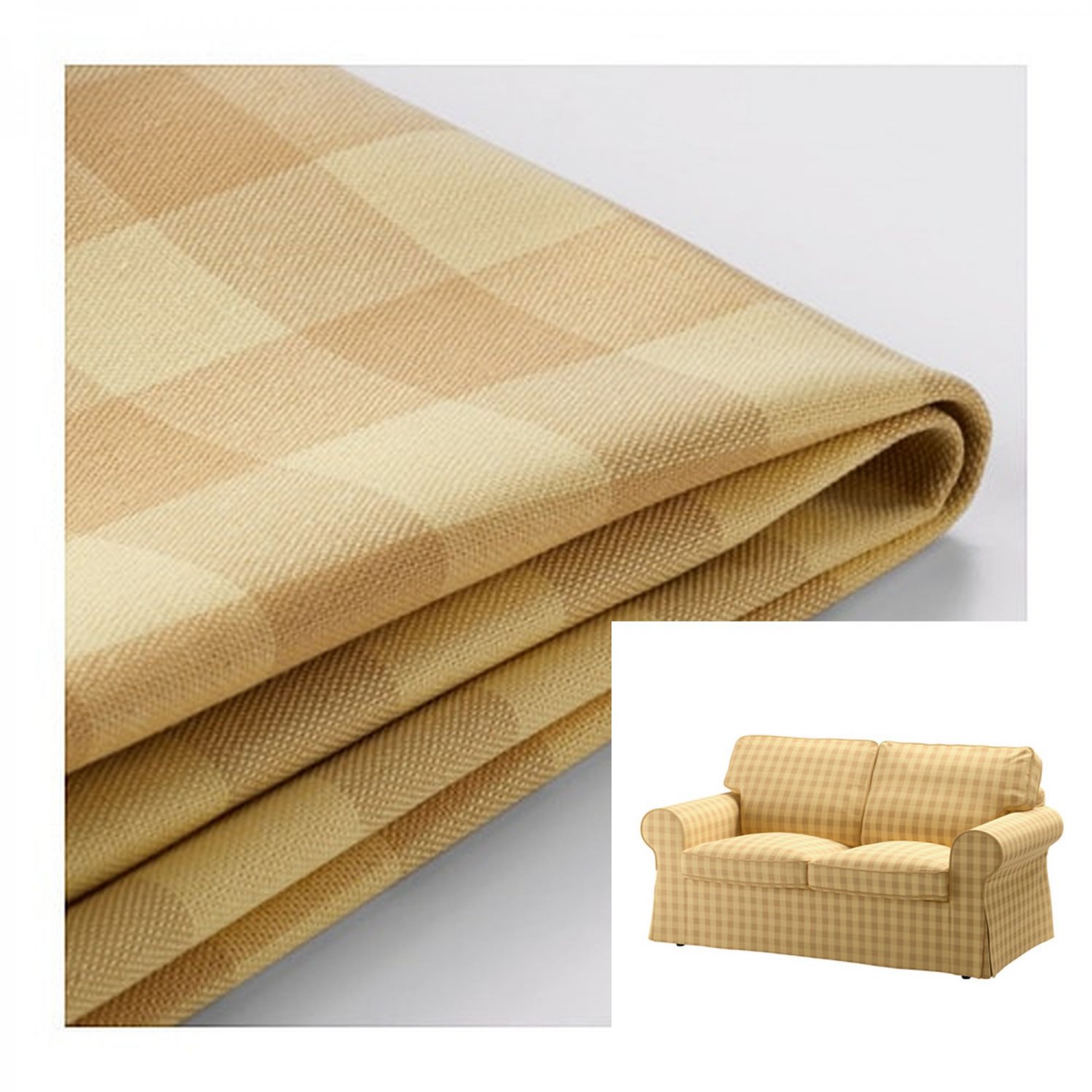 IKEA Ektorp 2 Seat Sofa COVER Loveseat Slipcover SKAFTARP YELLOW Buffalo  Check Plaid New