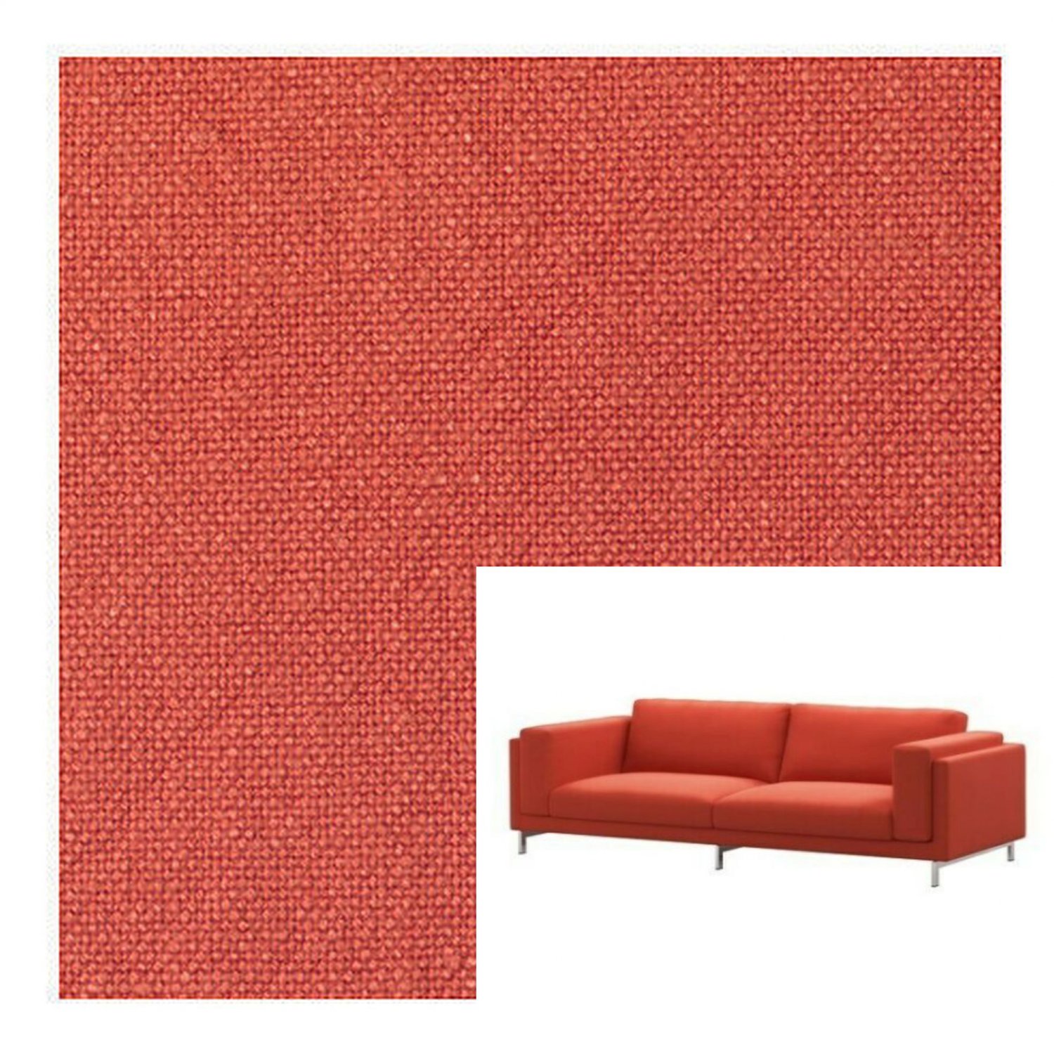 IKEA Nockeby 3 Seat Sofa SLIPCOVER Cover RISANE ORANGE Linen Blend New