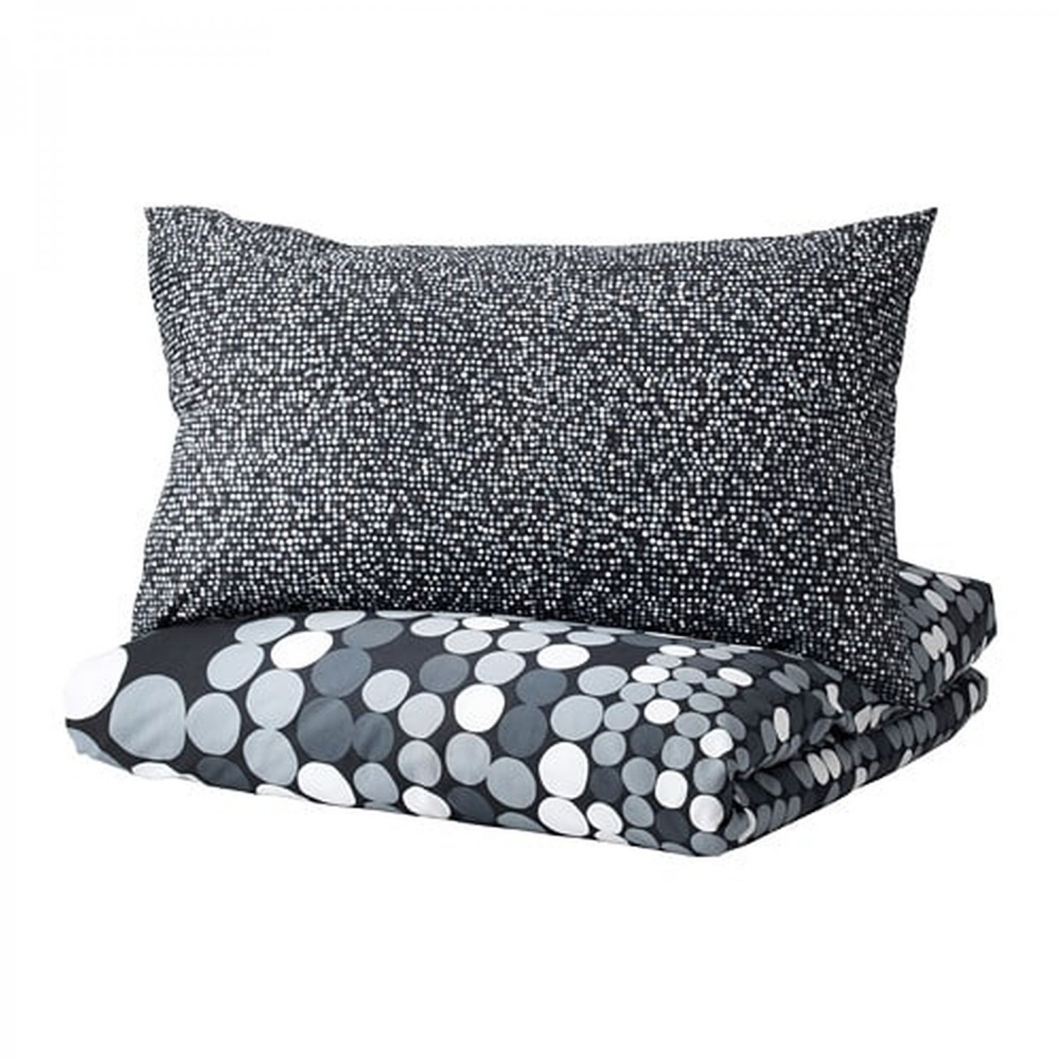 IKEA Smorboll BLACK Gray Queen Full Duvet COVER Pillowcases Set ...