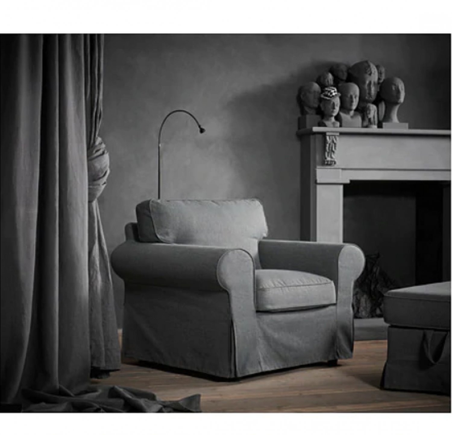 IKEA Ektorp Footstool COVER Ottoman Slipcover NORDVALLA DARK GRAY Grey