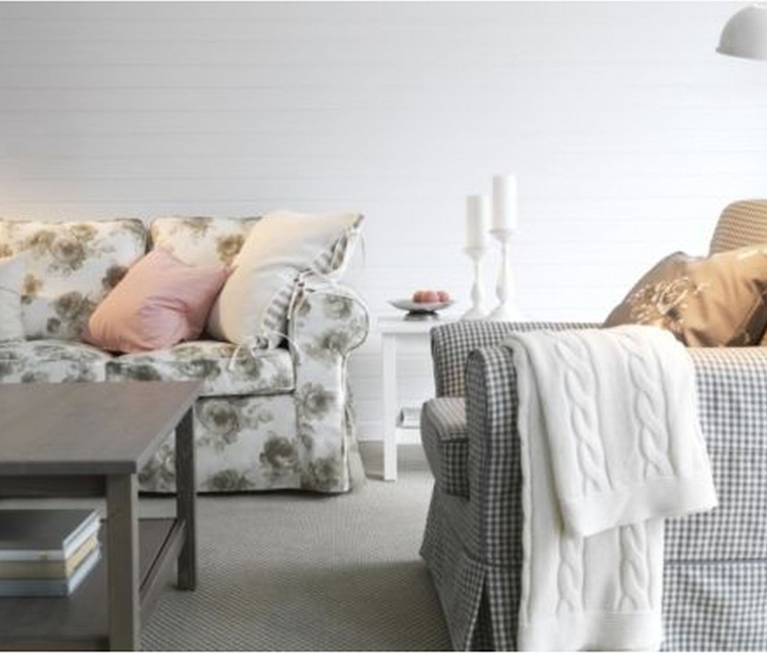 IKEA Ektorp 2 Seat Sofa Bed SLIPCOVER Sofabed Cover NORLIDA BEIGE White FLORAL New