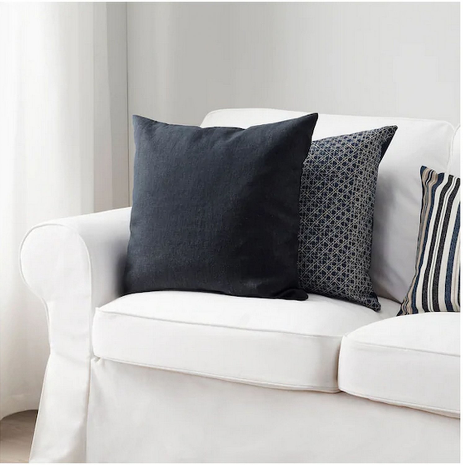 IKEA Vigdis CUSHION COVER Pillow Sham DARK BLUE 20" x 20" Zippered Navy