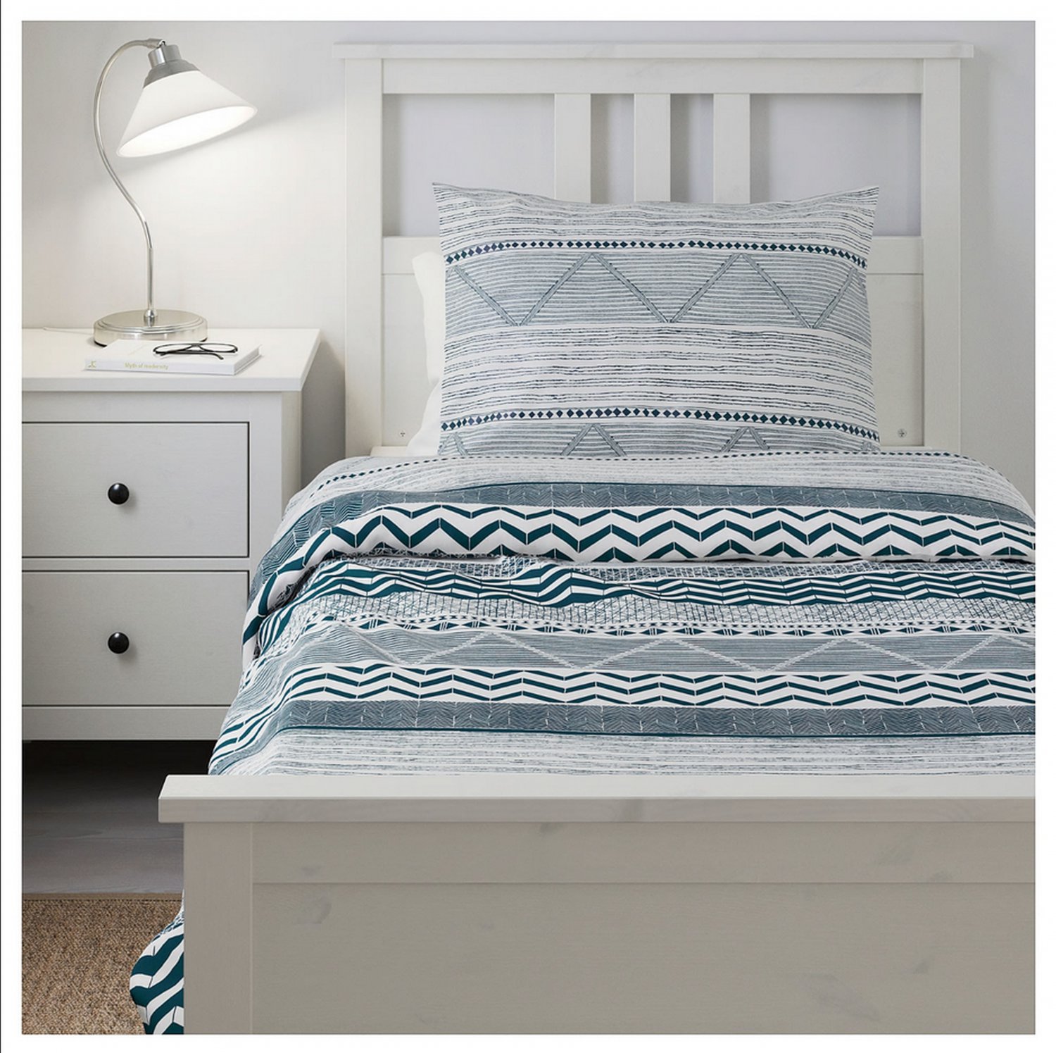 IKEA Provinsros TWIN Single Duvet COVER Pillowcase Set BLUE White Greek ...