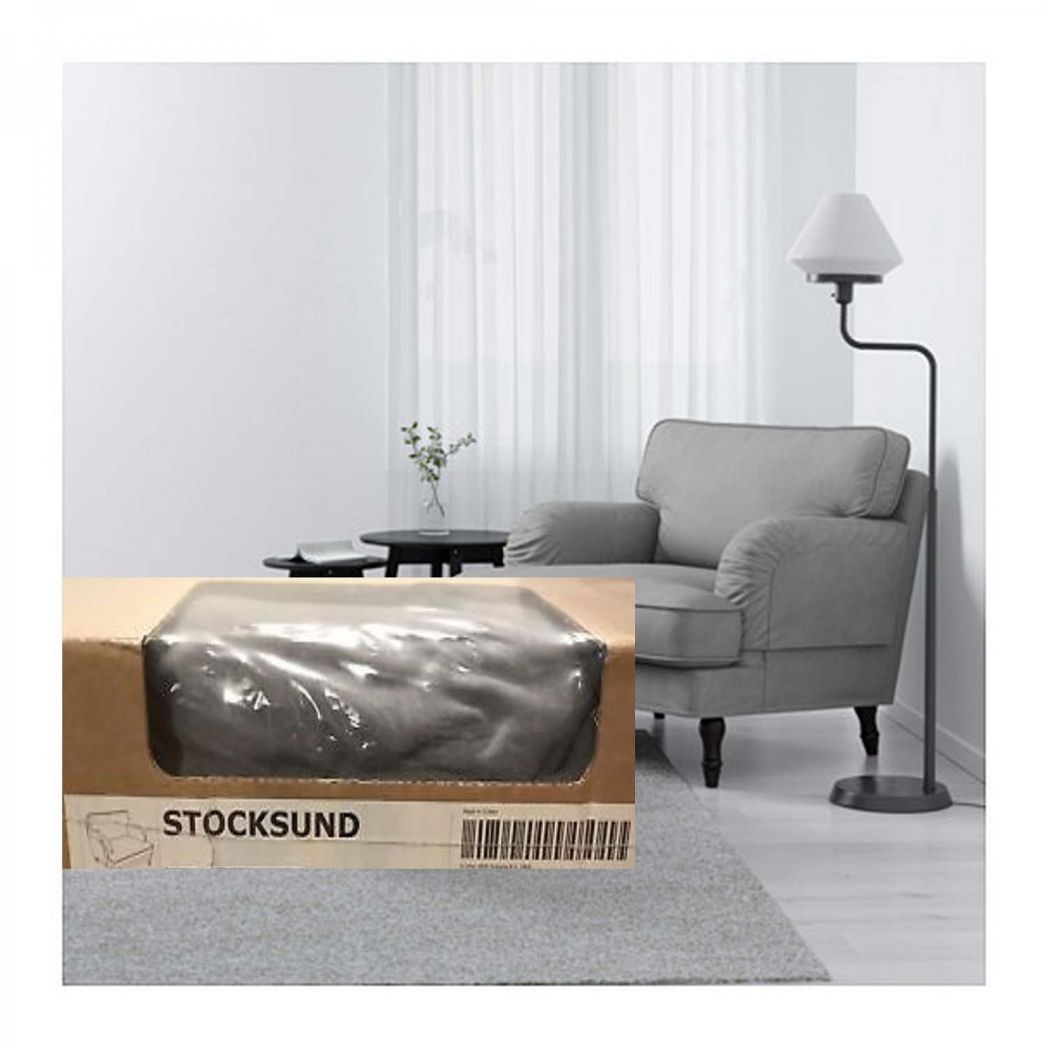 IKEA Cover for STOCKSUND Armchair LJUNGEN GRAY Velvet Chair SLIPCOVER Grey