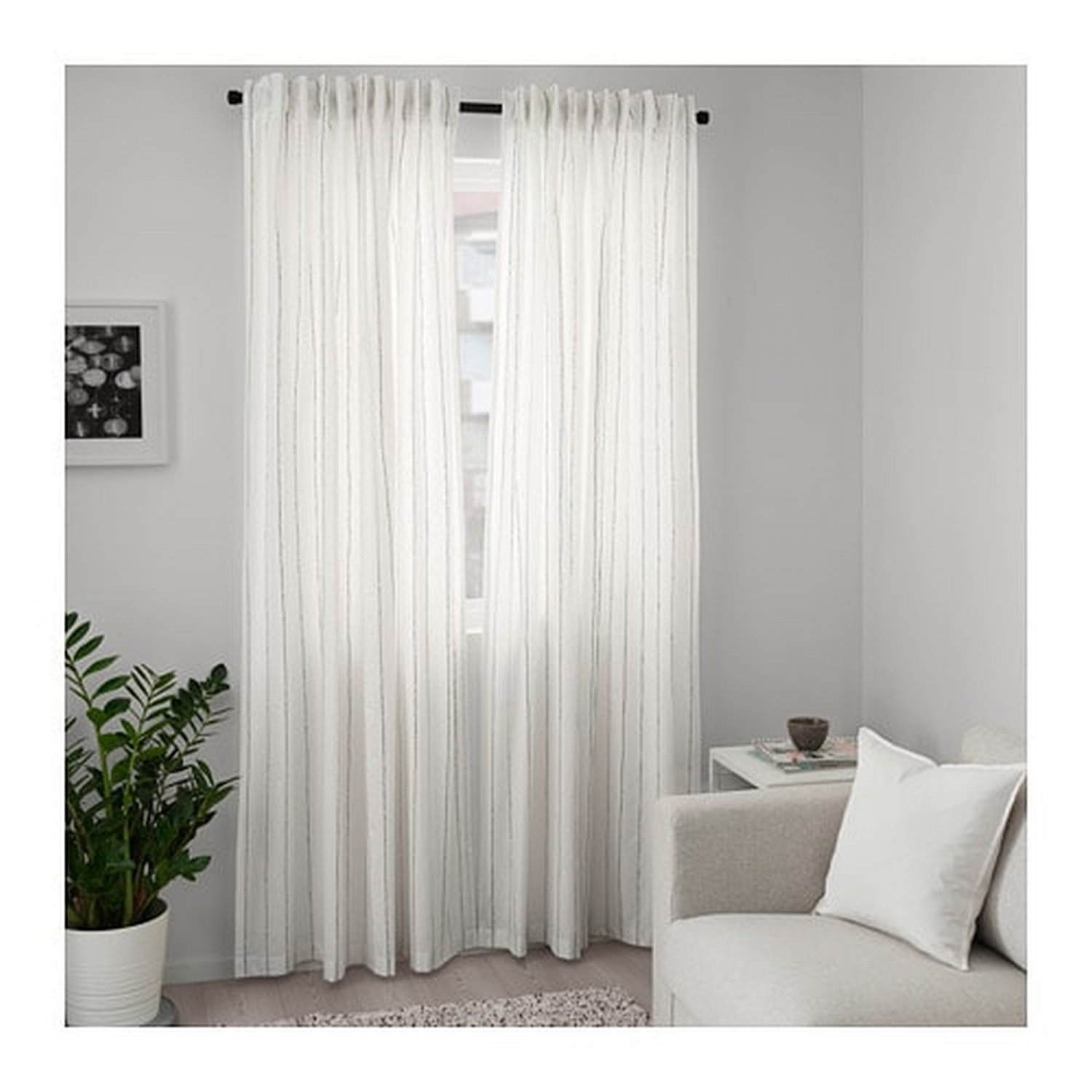 IKEA Ebbalisa CURTAINS White Blue 2 Panels Drapes Dotted Stripe