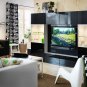 IKEA Kajsamia CURTAINS Drapes 2 Panels BLACK Eyelet Header 98" trees