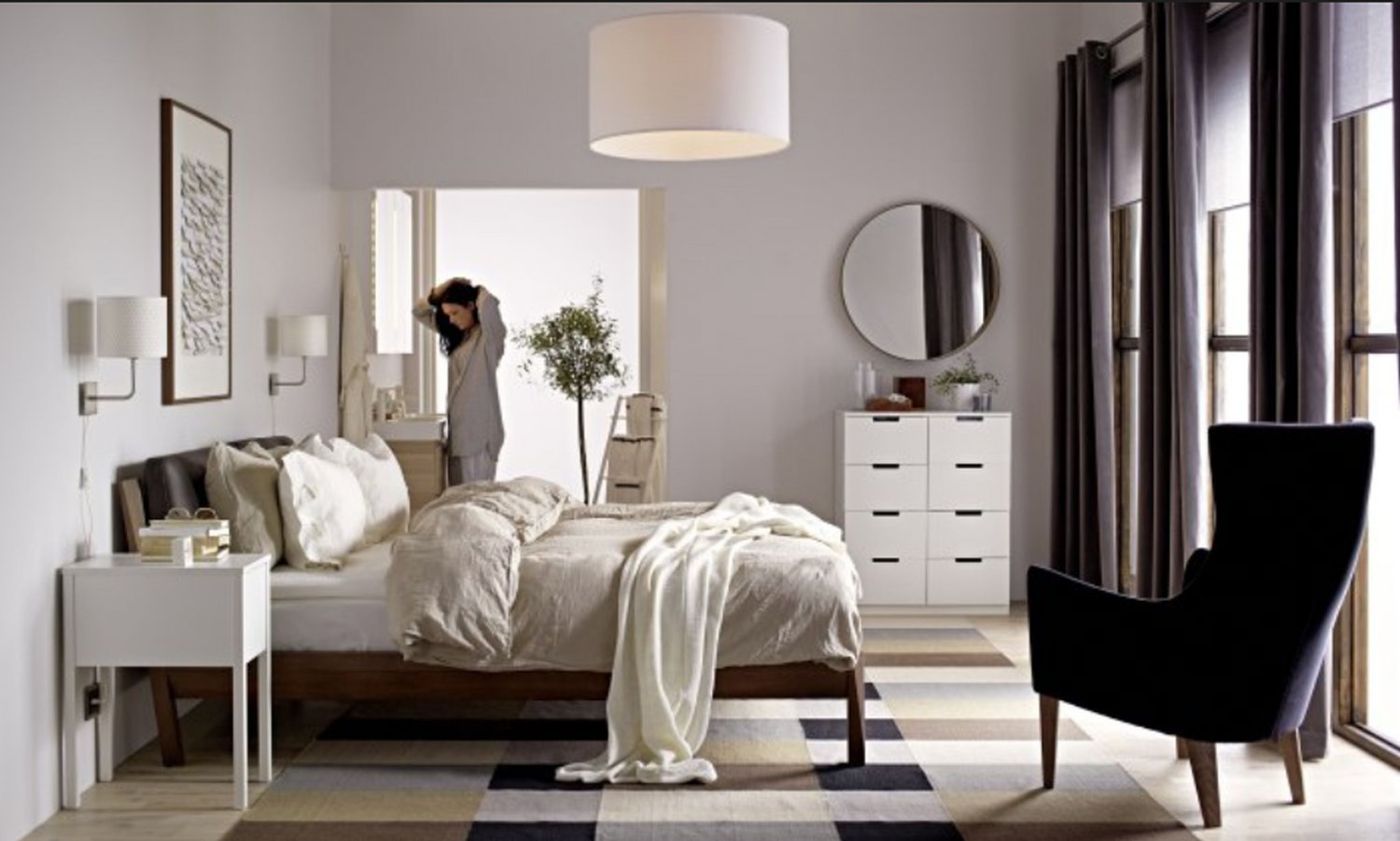 IKEA SANELA CURTAINS Drapes 2 Panels GRAY Grey VELVET 98" Black Out ...