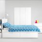 IKEA Malin Blad KING Duvet COVER Pillowcases Set BLUE Turquoise MOD Retro