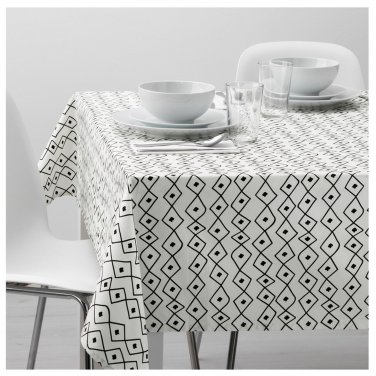 IKEA Sommar 2017 TABLECLOTH White BLACK Diamond Pattern Cotton Limited Edition Summer Design Fabric