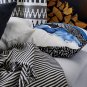 IKEA Tuvalie Throw BLANKET Afghan DARK GRAY White Ticking Stripe Homespun look Fringed grey