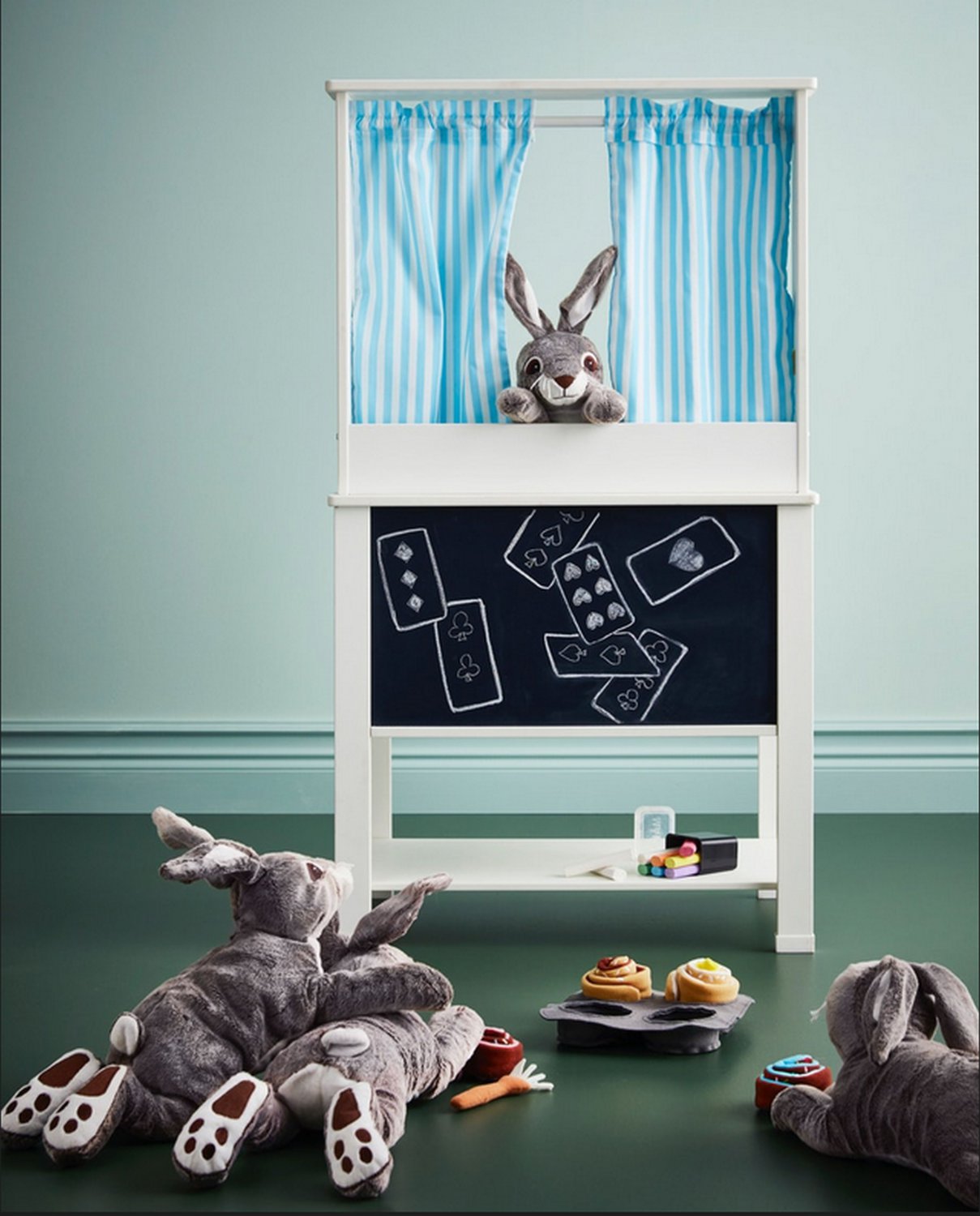 IKEA Spisig PLAY KITCHEN with Curtains Puppet Theatre Chalkboard Toy Xmas