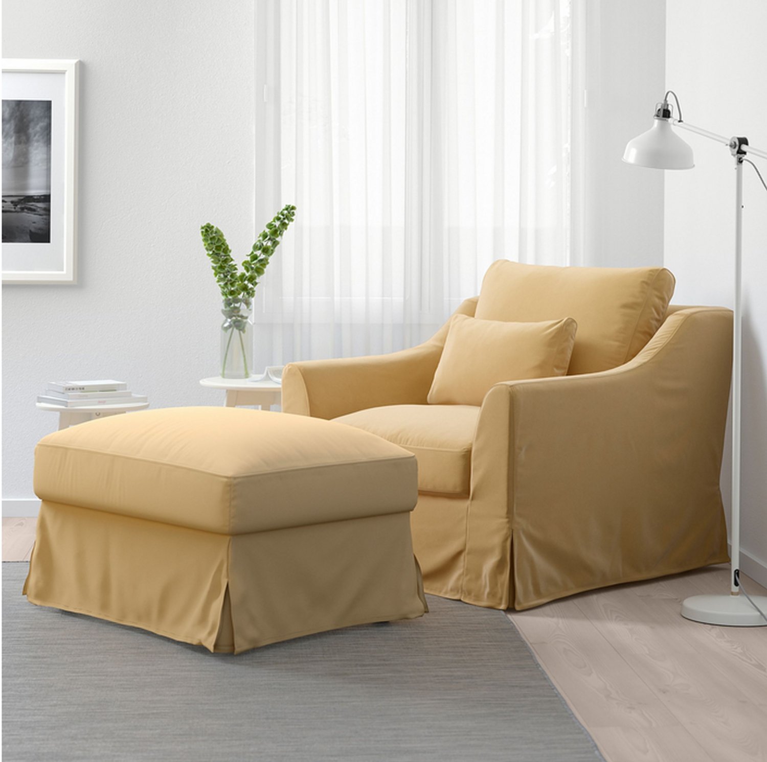 IKEA Farlov Armchair SLIPCOVER Ottoman Cover Djuparp YellowBeige