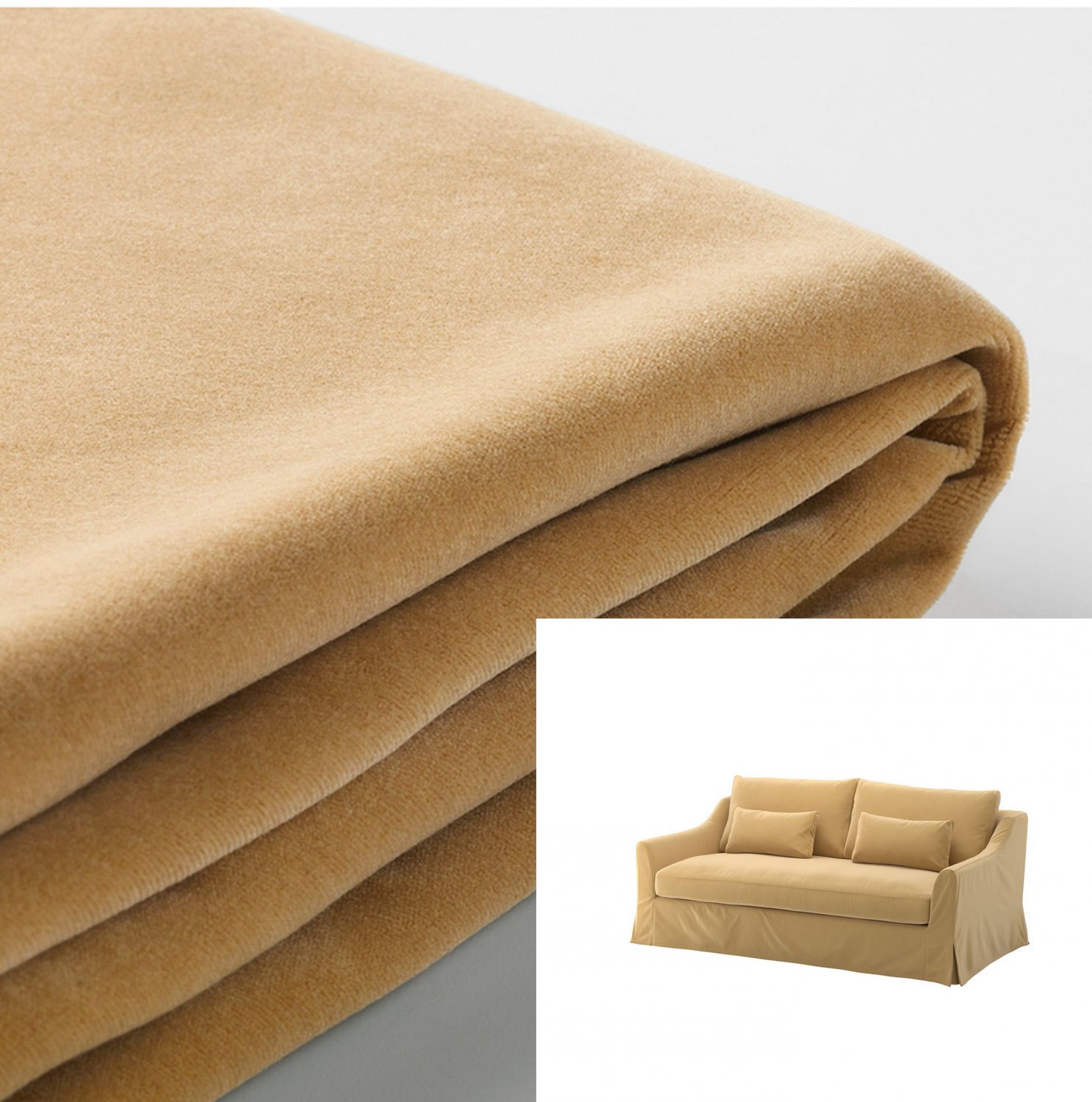 IKEA Farlov 3 Seat Sofa SLIPCOVER Cover Djuparp YellowBeige FÄRLÖV