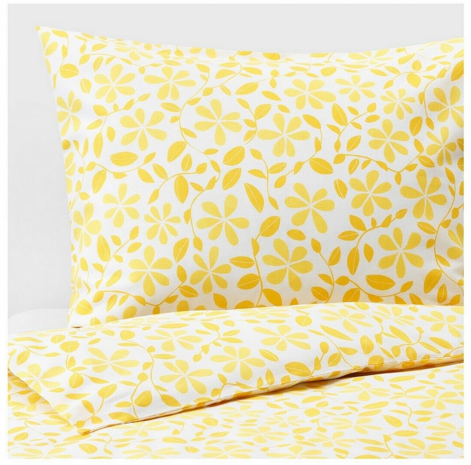 IKEA Juvelblomma QUEEN Full Duvet COVER Pillowcases Set YELLOW Bold ...