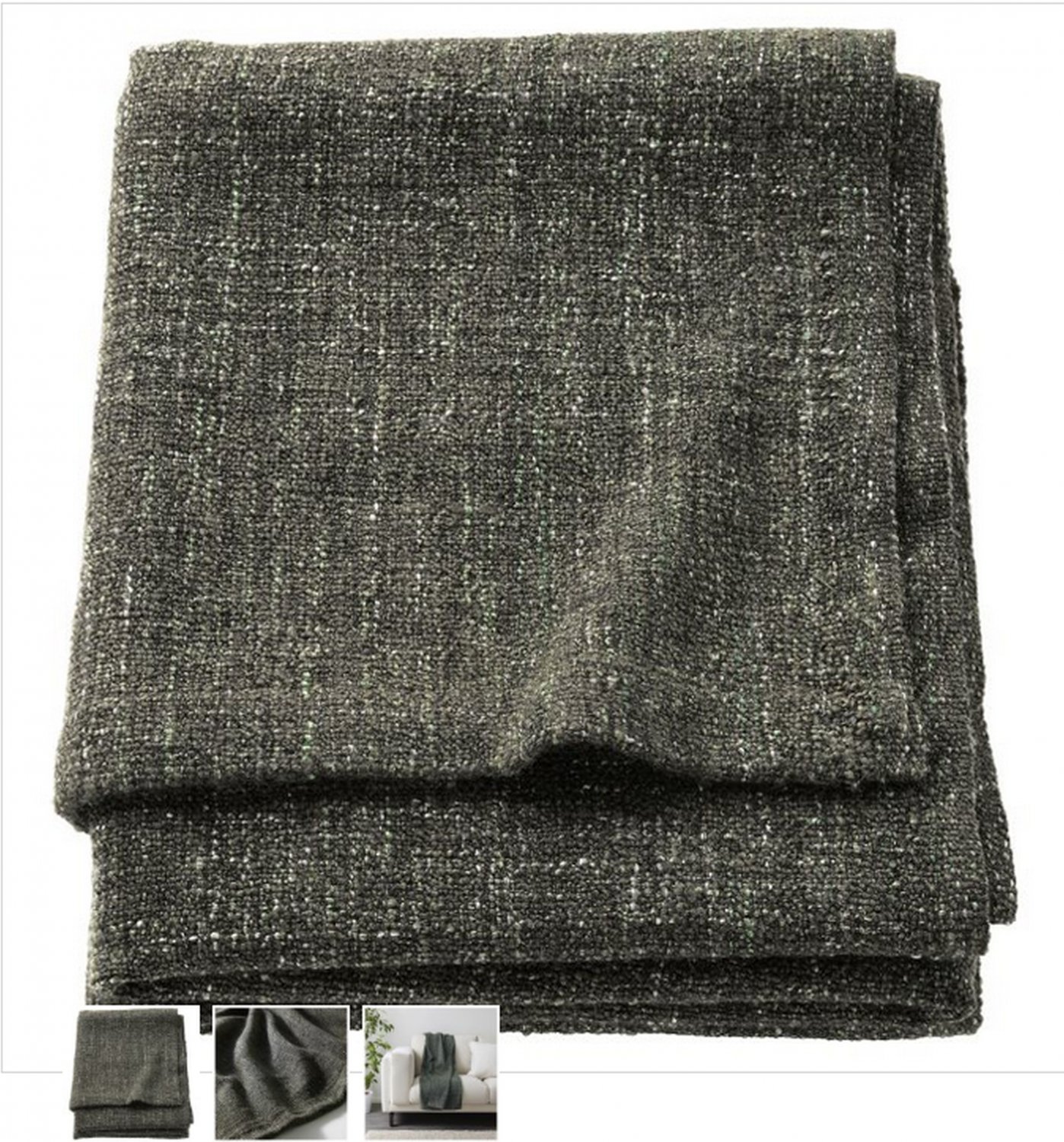 IKEA Gurli GRAY GREEN Throw BLANKET Afghan SOFT Cuddly greygreen New