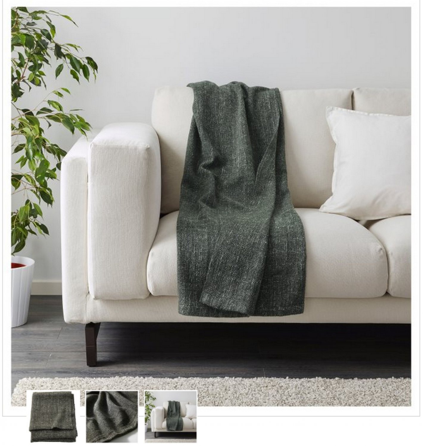 IKEA Gurli GRAY GREEN Throw BLANKET Afghan SOFT Cuddly greygreen New