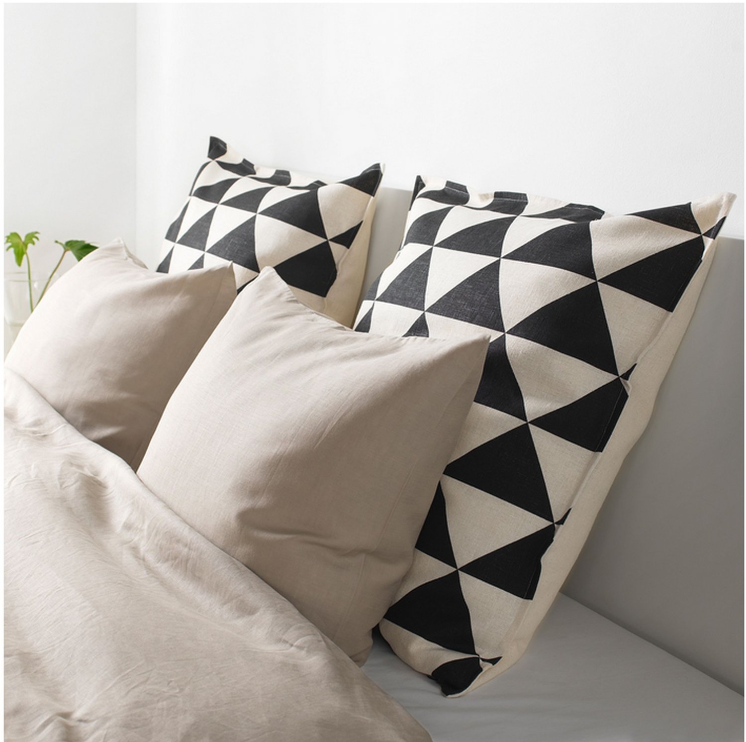IKEA Johanne Pillow COVER Sham Cushion BLACK Natural Geometric