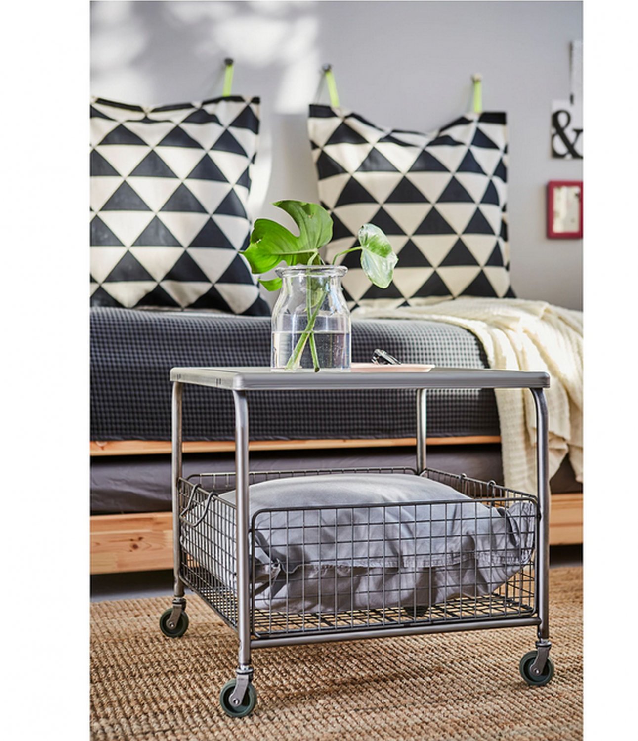 IKEA Johanne Pillow COVER Sham Cushion BLACK Natural Geometric