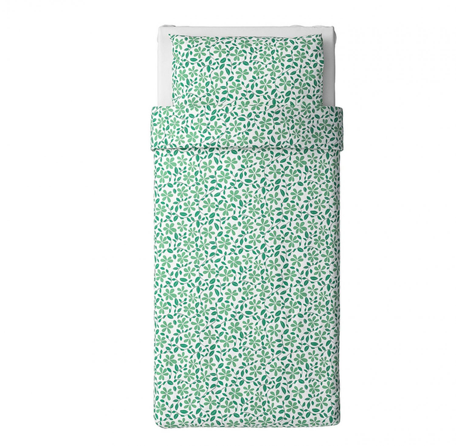 IKEA Juvelblomma TWIN Single Duvet COVER Pillowcase Set GREEN Bold