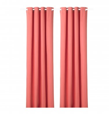 IKEA Merete CURTAINS Drapes 2 Panels LIGHT BROWN-RED Coral 118" Grommet Eyelet Top Room Darkening