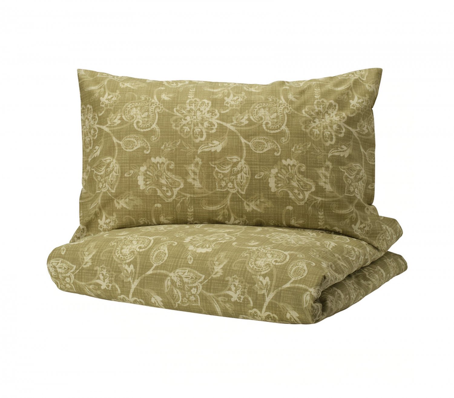 IKEA Junimagnolia KING Duvet COVER Pillowcases Set GREEN olive Floral