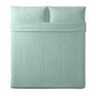 IKEA Bergpalm KING Duvet COVER and Pillowcases Set STRIPES Green White Yarn Dyed