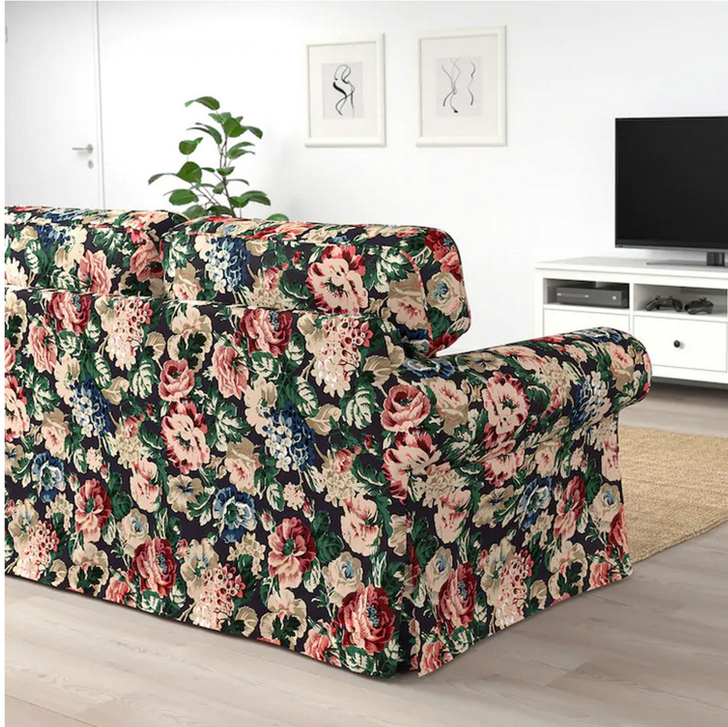 Ikea Ektorp 3 Seat Sofa Cover Slipcover Lingbo Multi Floral Bezug Housse 