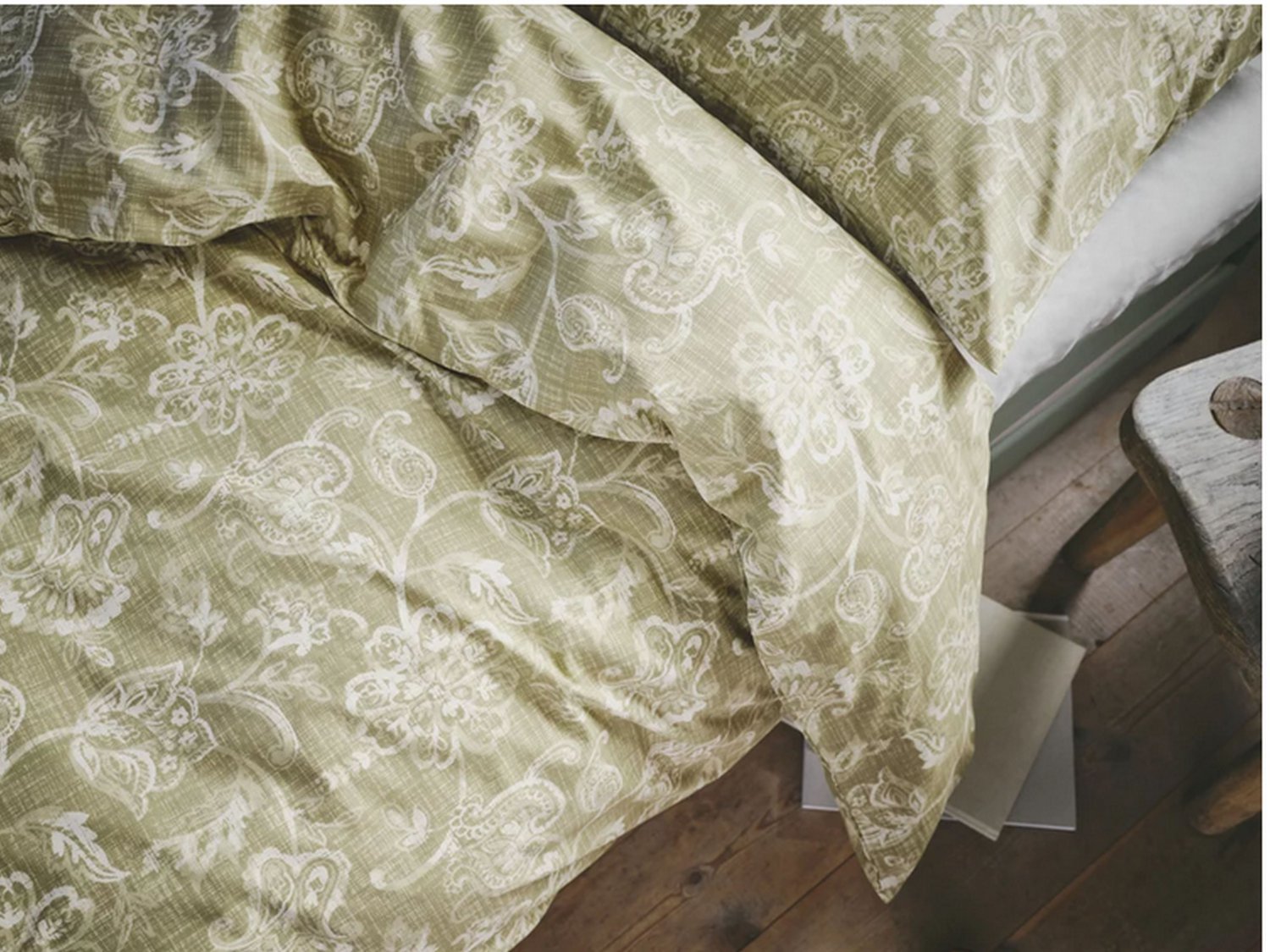 IKEA Junimagnolia QUEEN Full Duvet COVER Pillowcases Set GREEN olive ...
