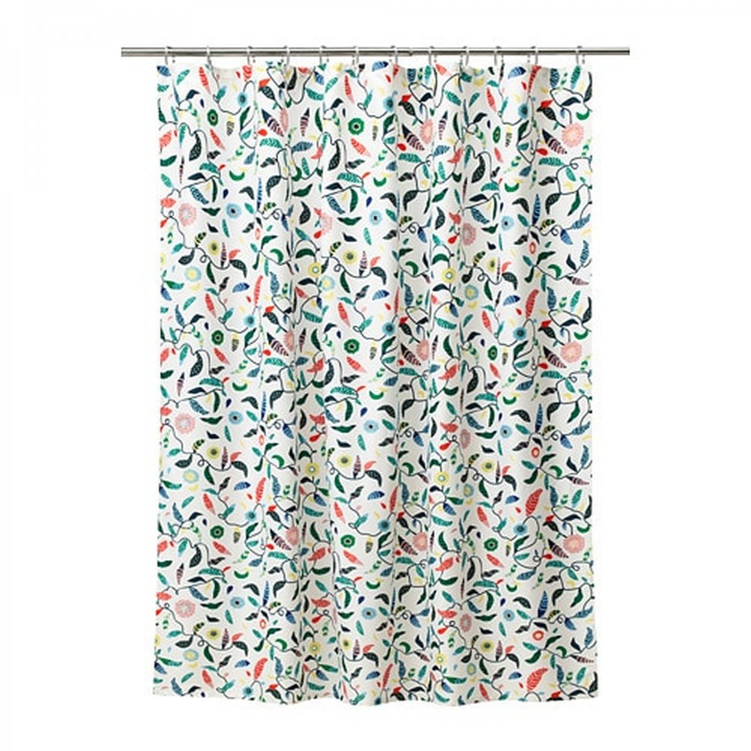 IKEA Sandbredan Leaf Floral FABRIC SHOWER CURTAIN Multicolor Water