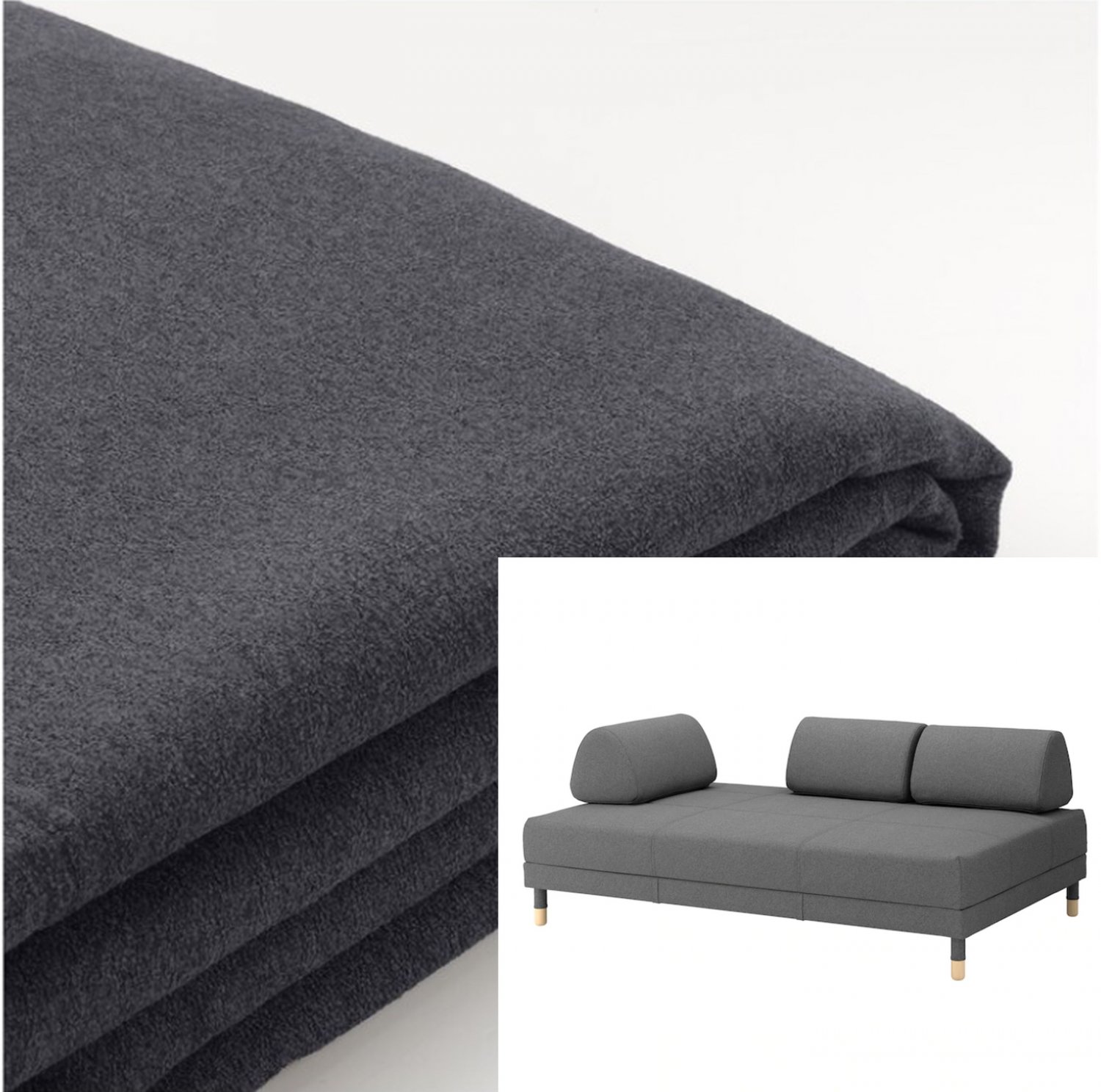 Ikea FLOTTEBO Sleeper Sofa COVER, 47 1/4 Gunnared Medium Gray, 104.423.28,  NEW