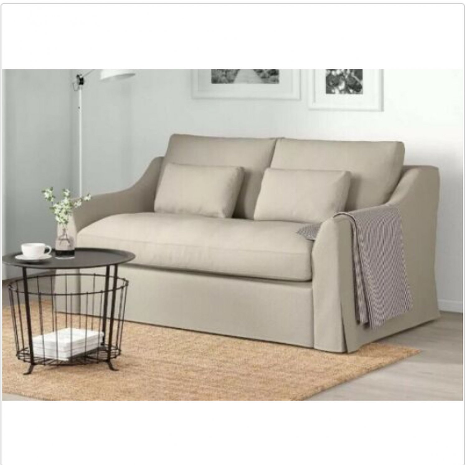 IKEA Farlov Sofa Bed SLIPCOVER Sleeper Sofa Cover Flodafors Beige FÄRLÖV