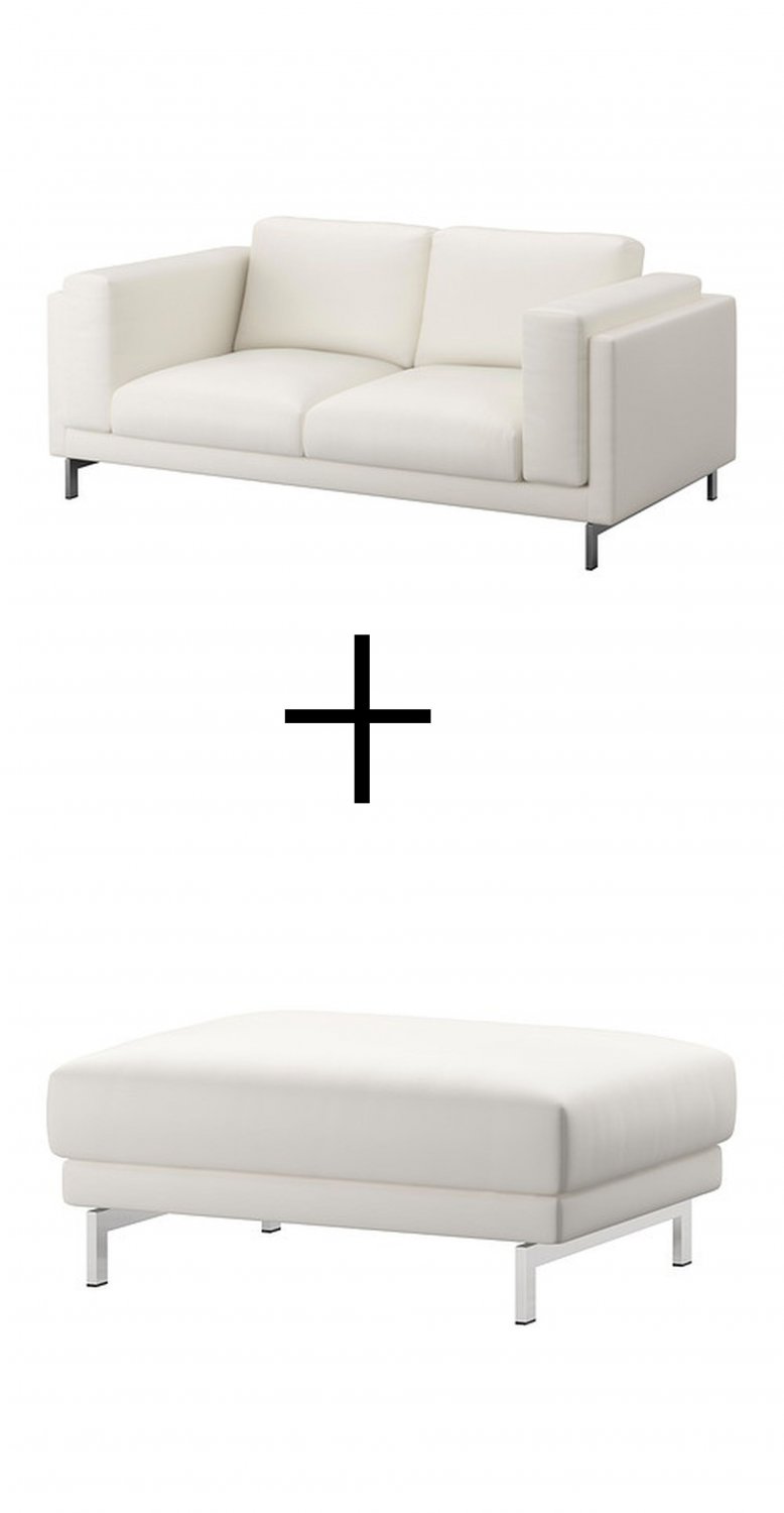 IKEA Nockeby 2 Seat Sofa and Footstool SLIPCOVERS Loveseat Ottoman