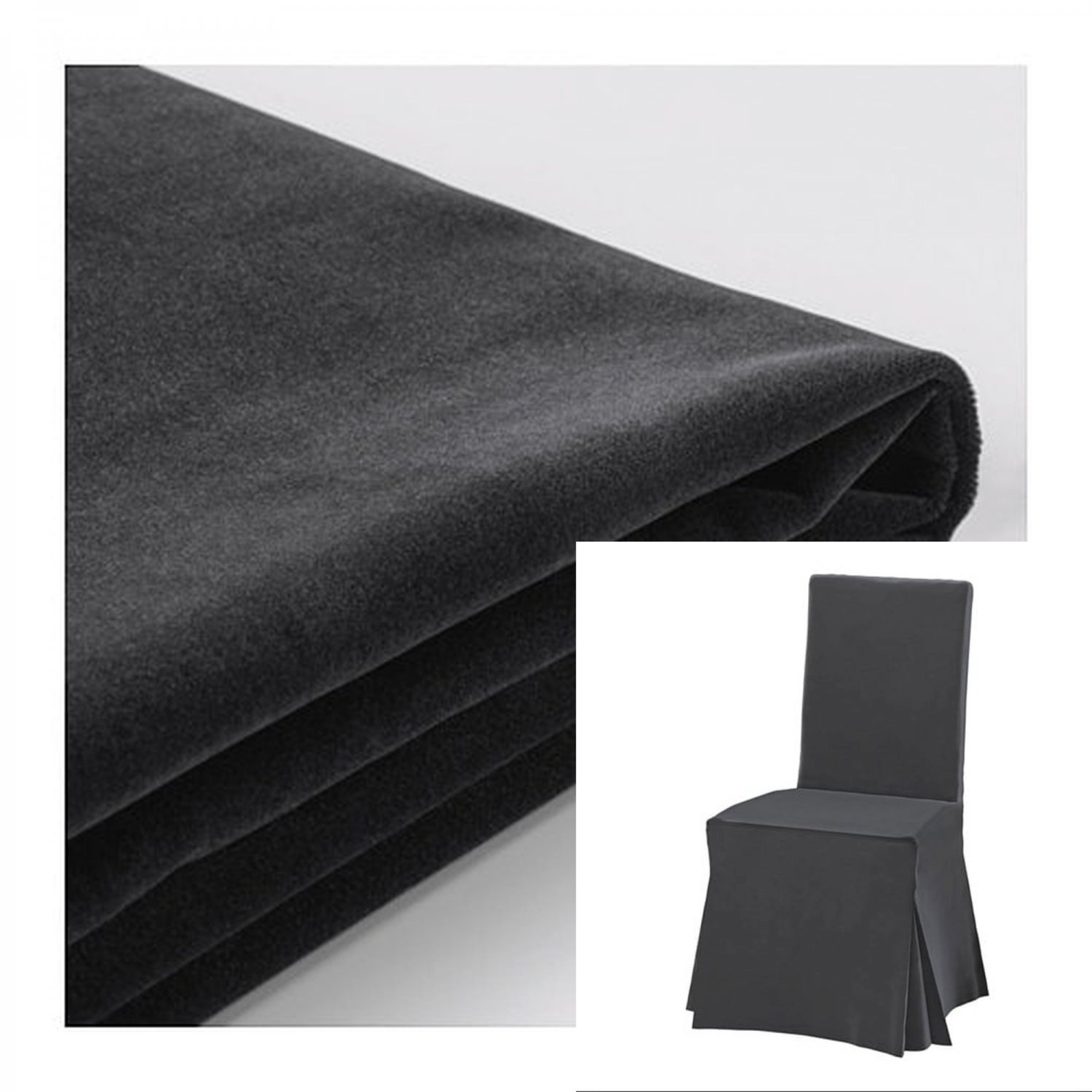 IKEA Henriksdal Chair SLIPCOVER Cover Skirted Long DJUPARP DARK GRAY 21"W Grey Velvet New