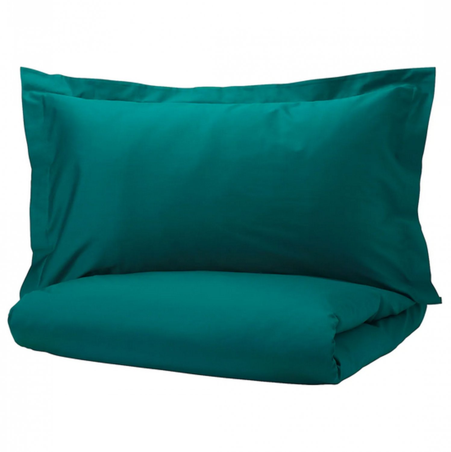 IKEA Luktjasmin TWIN Duvet COVER and Pillowcase Set TURQUOISE Blue Green Sateen Woven
