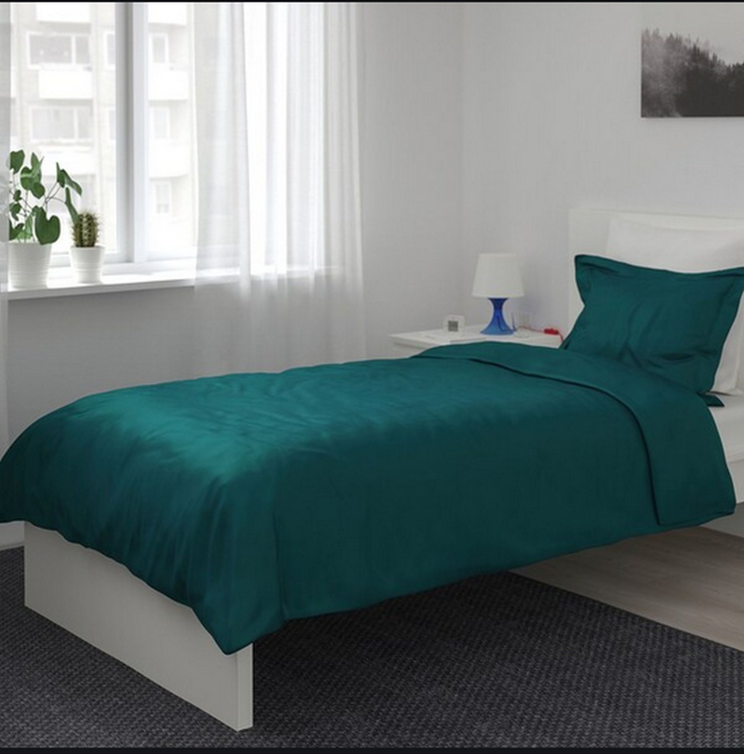 IKEA Luktjasmin TWIN Duvet COVER and Pillowcase Set TURQUOISE Blue