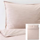 IKEA Skogsalm KING Duvet COVER and Pillowcases Set Pink Yarn Dyed Soft