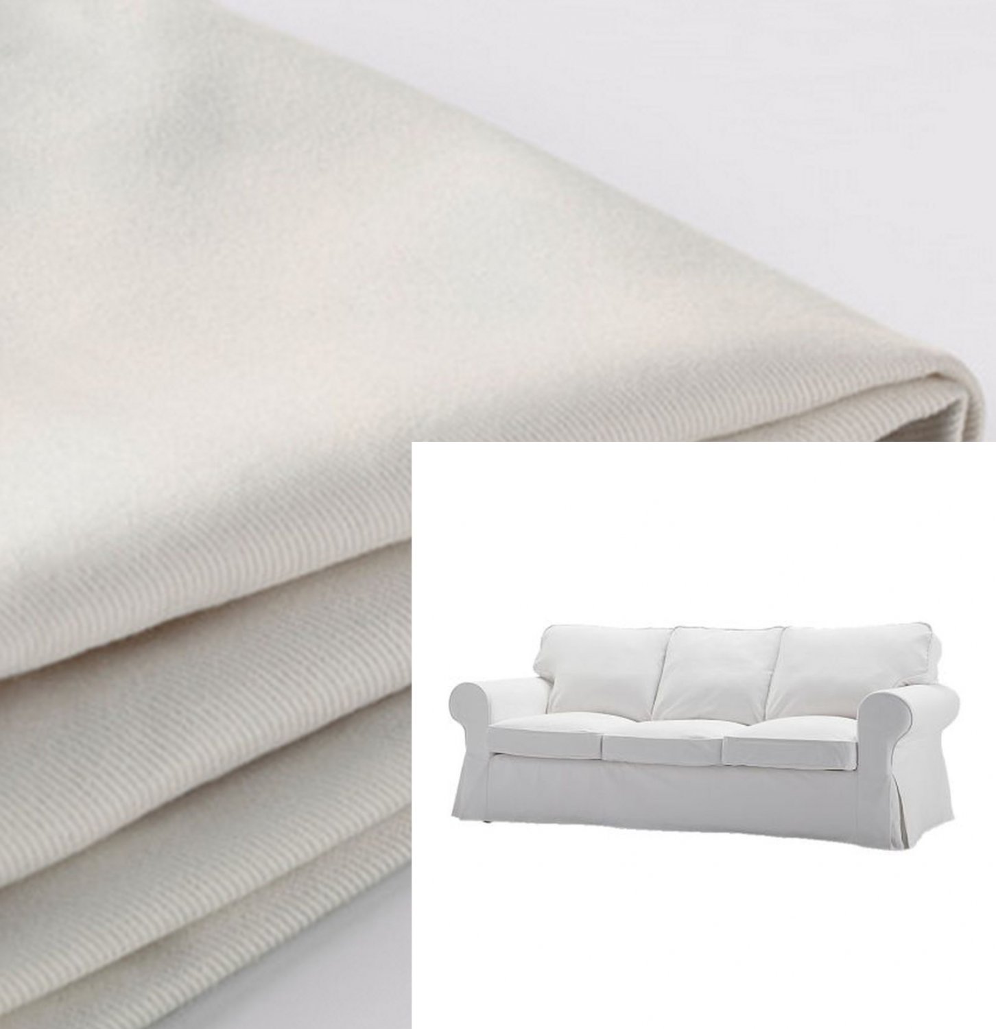 IKEA Ektorp 3 Seat Sofa SLIPCOVER Cover BLEKINGE WHITE Cotton Twill New