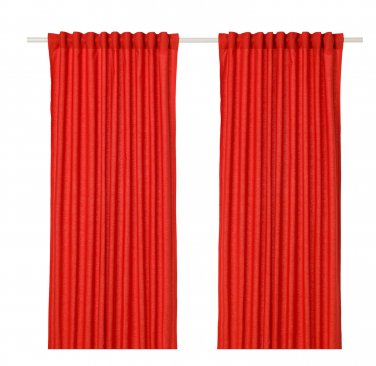 IKEA Annalouisa RED Drapes CURTAINS  Panels 98"L orange poppy