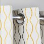 IKEA Henny Rand CURTAINS Drapes 2 Panels WHITE GRAY YELLOW Cotton 98" Grommet Eyelet Top