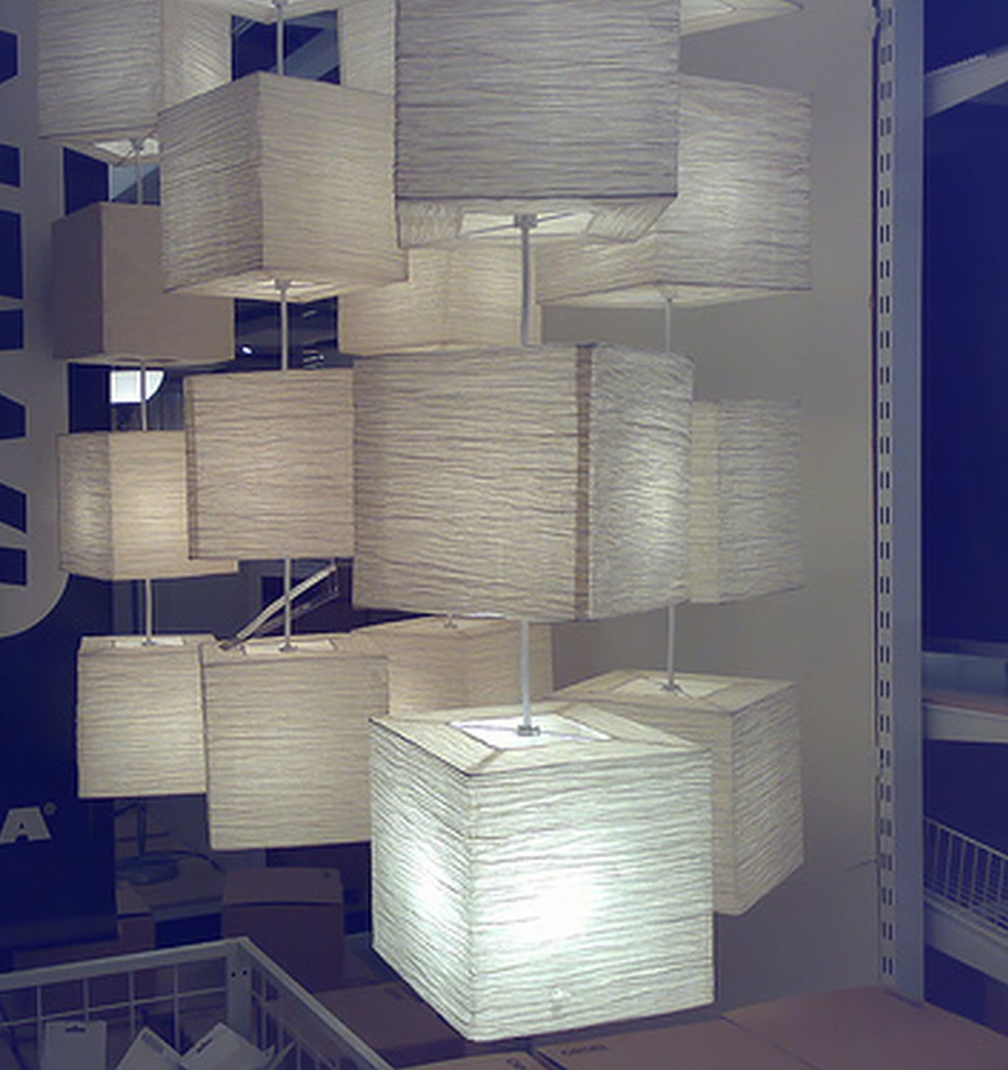 IKEA Orgel Pendant Lamp 5 Hanging Cube Paper Box Shades Asian Style