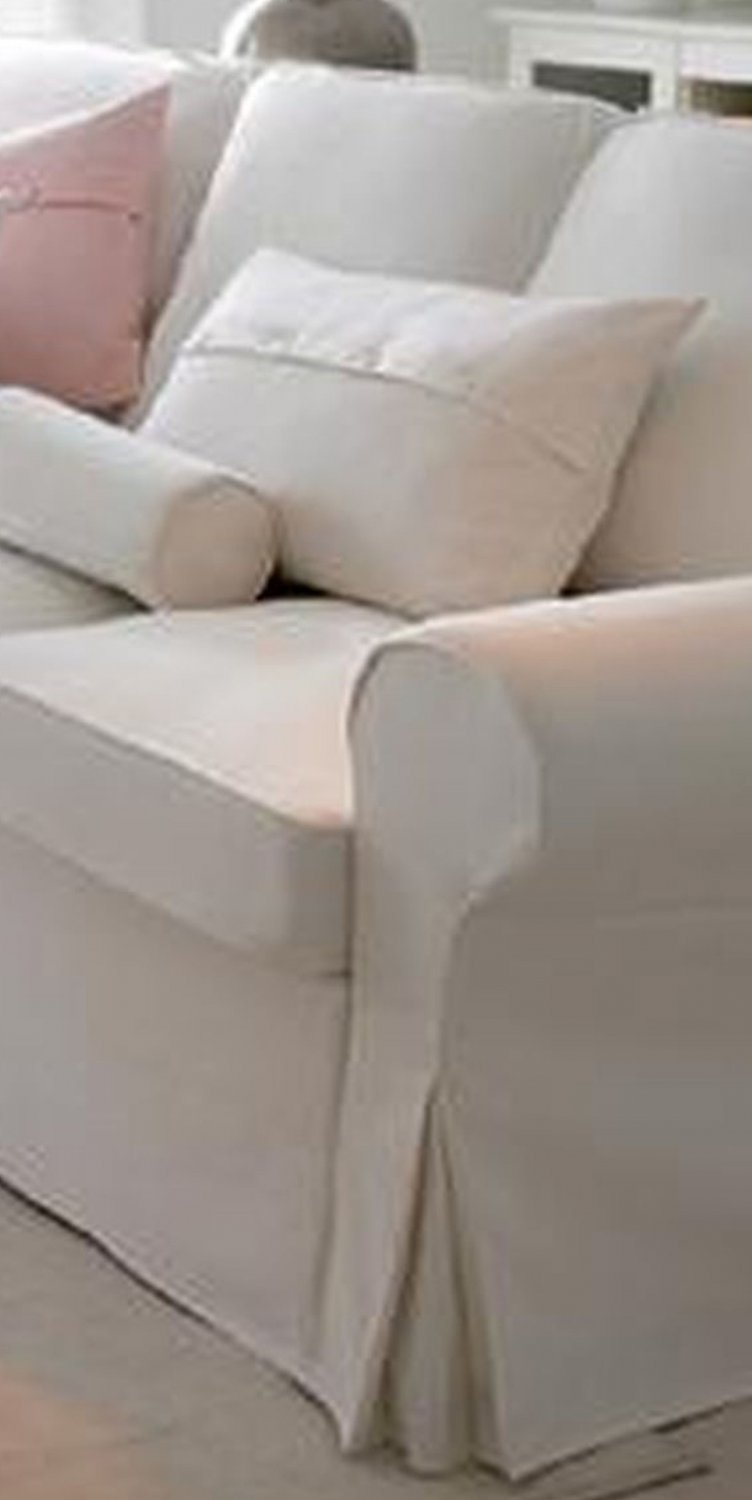 IKEA Ektorp 2 Seat Sofa SLIPCOVER Loveseat Cover BLEKINGE WHITE Cotton