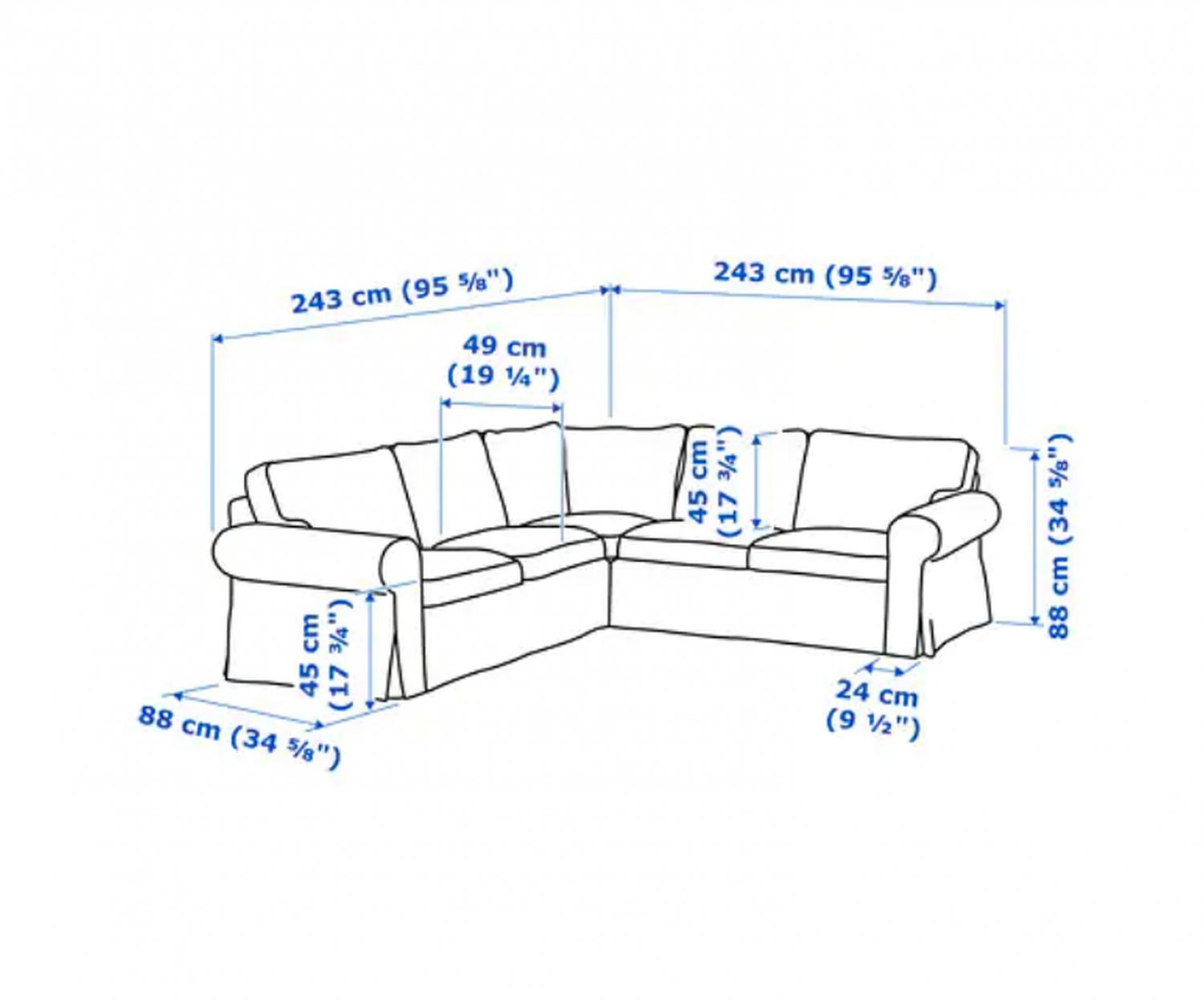 IKEA Ektorp 2+2 Corner Sofa COVER Slipcover NORDVALLA DARK BEIGE 4 Seat