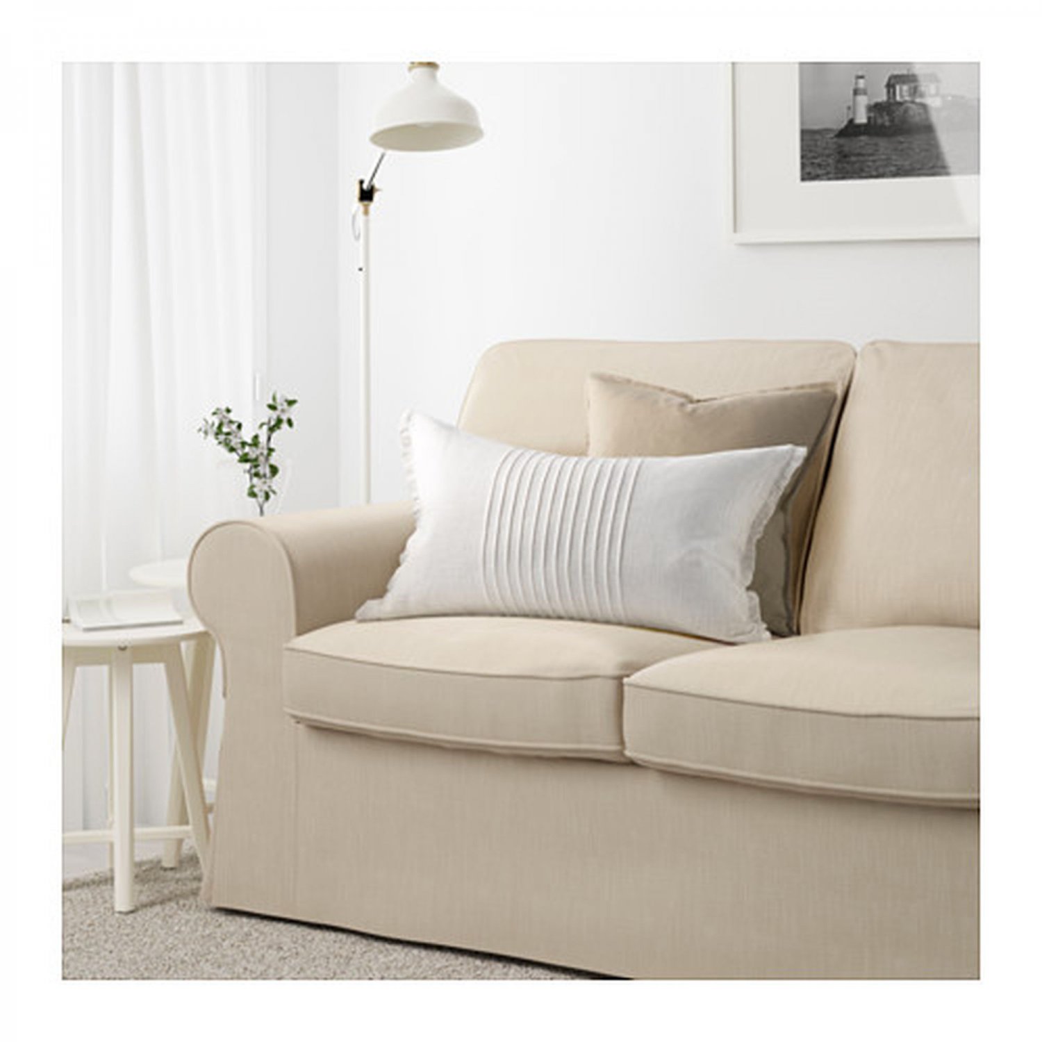 IKEA Ektorp 2+2 Corner Sofa COVER Slipcover NORDVALLA DARK BEIGE 4 Seat