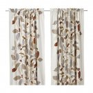 IKEA Stockholm Blad Curtains Drapes Blue-Gray Brown Taupe Leaf Modern MCM Retro LINEN Blend